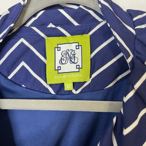 Elizabeth McKay Scotland Silk Cotton Dress in navy Waves Wrap Stand Collar 12 - Picture 4 of 14